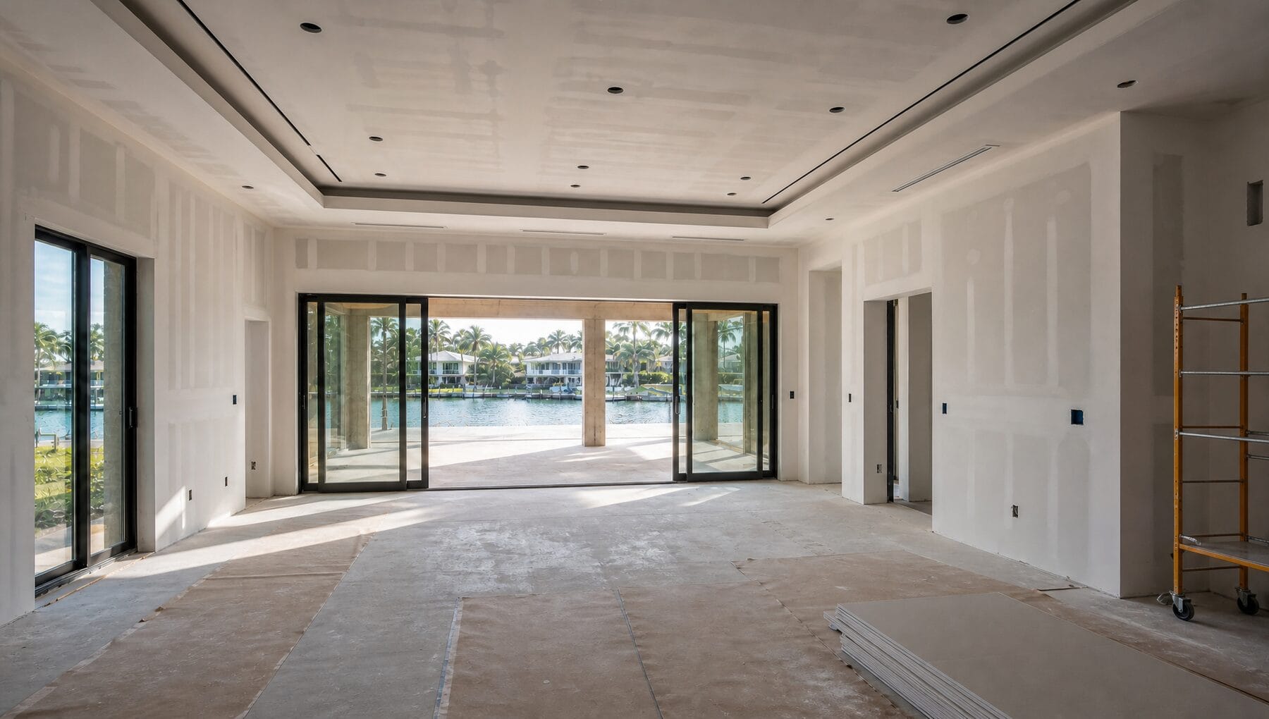 Insulation and drywall — ceiling coves, diffusers, lighting locations
